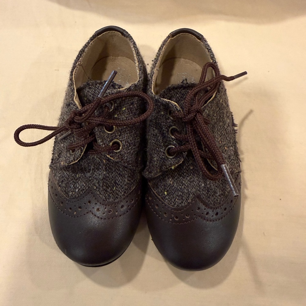 Maria Catalan Rich Brown Tweed Lace Wingtip Oxford 505709
